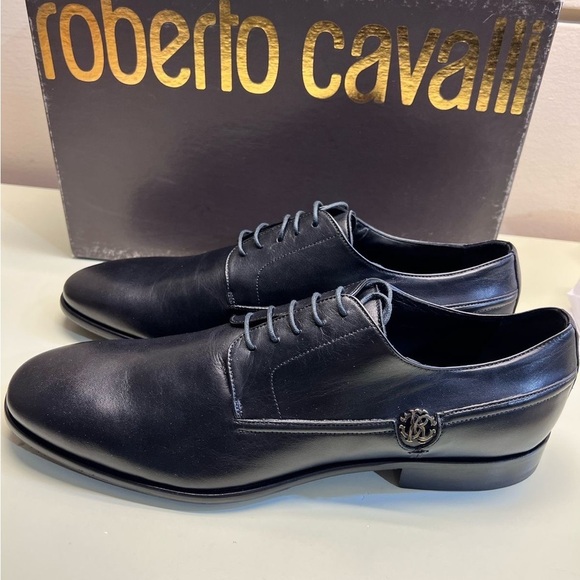 NWT Roberto Cavalli Black Oxford Shoes with Polished Leather Finish main image 4